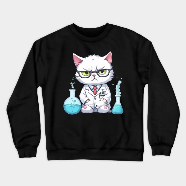 Chemistry Teacher Cat Crewneck Sweatshirt by Rishirt